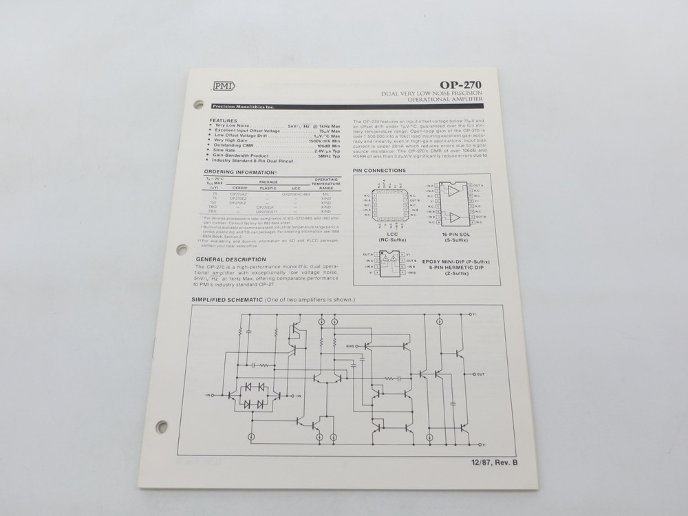 PMI Precision Monolithics Inc. 1988 Data Sheets lot of 5 technology reference