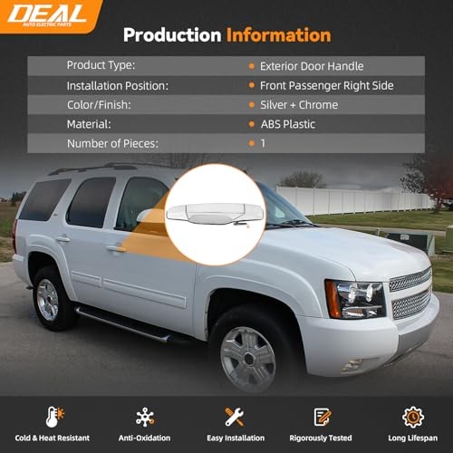 Front Passenger Right Side Exterior Door Handle, Compatible with Front Right