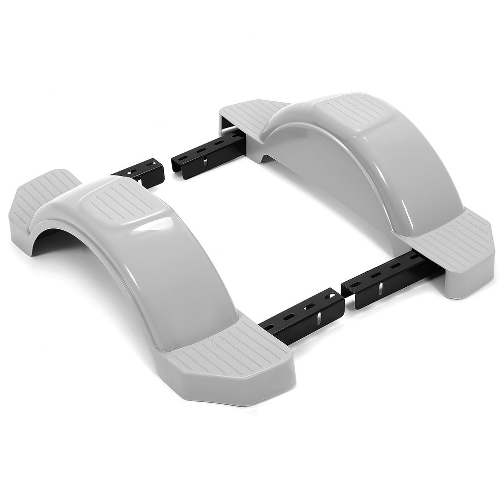 2pcs Gray Single Axle Trailer Fenders w/ Steps For 12" Wheels Tires Skirt Boat