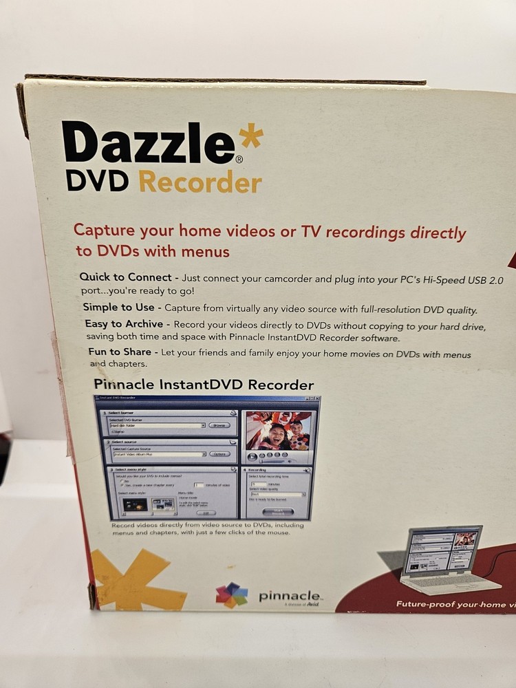 Pinnacle Dazzle DVD Recorder Video Capture Device + Studio Software