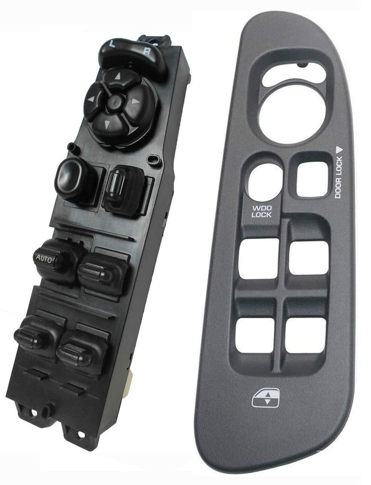 Window Control Switch+Grey Bezel 2PCS Set for 2002-2009 Dodge Ram 1500 2500 3500