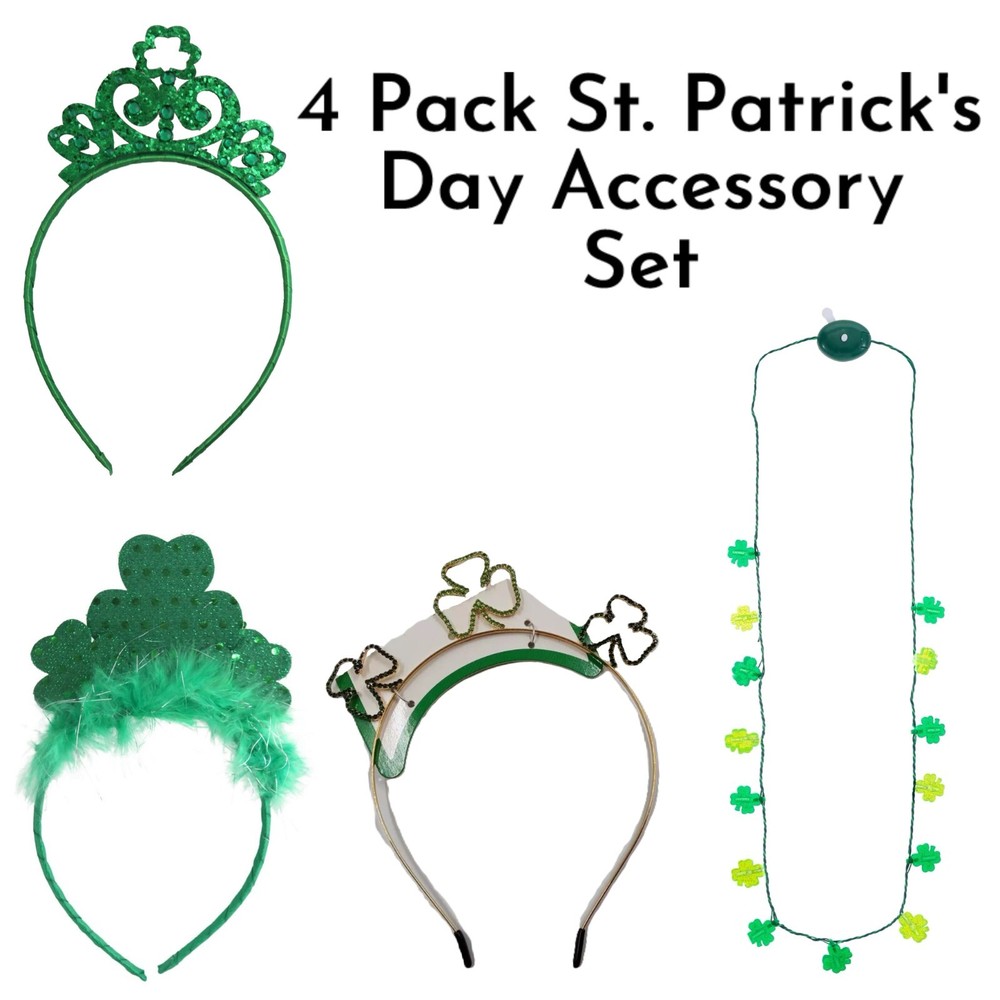 Girl's/ Women's Decorative 4 Pack Green St. Patrick's Day Accessory Set