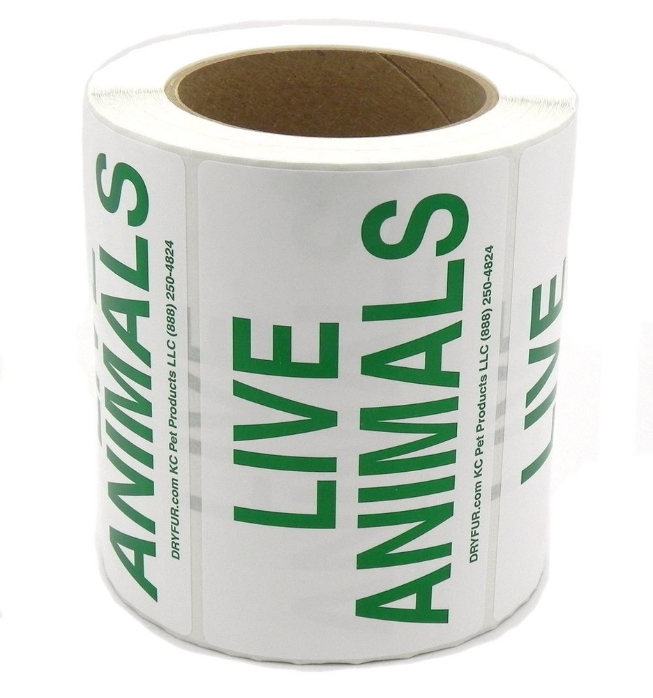 Roll - 500 Live Animal Labels Plain (no arrows)
