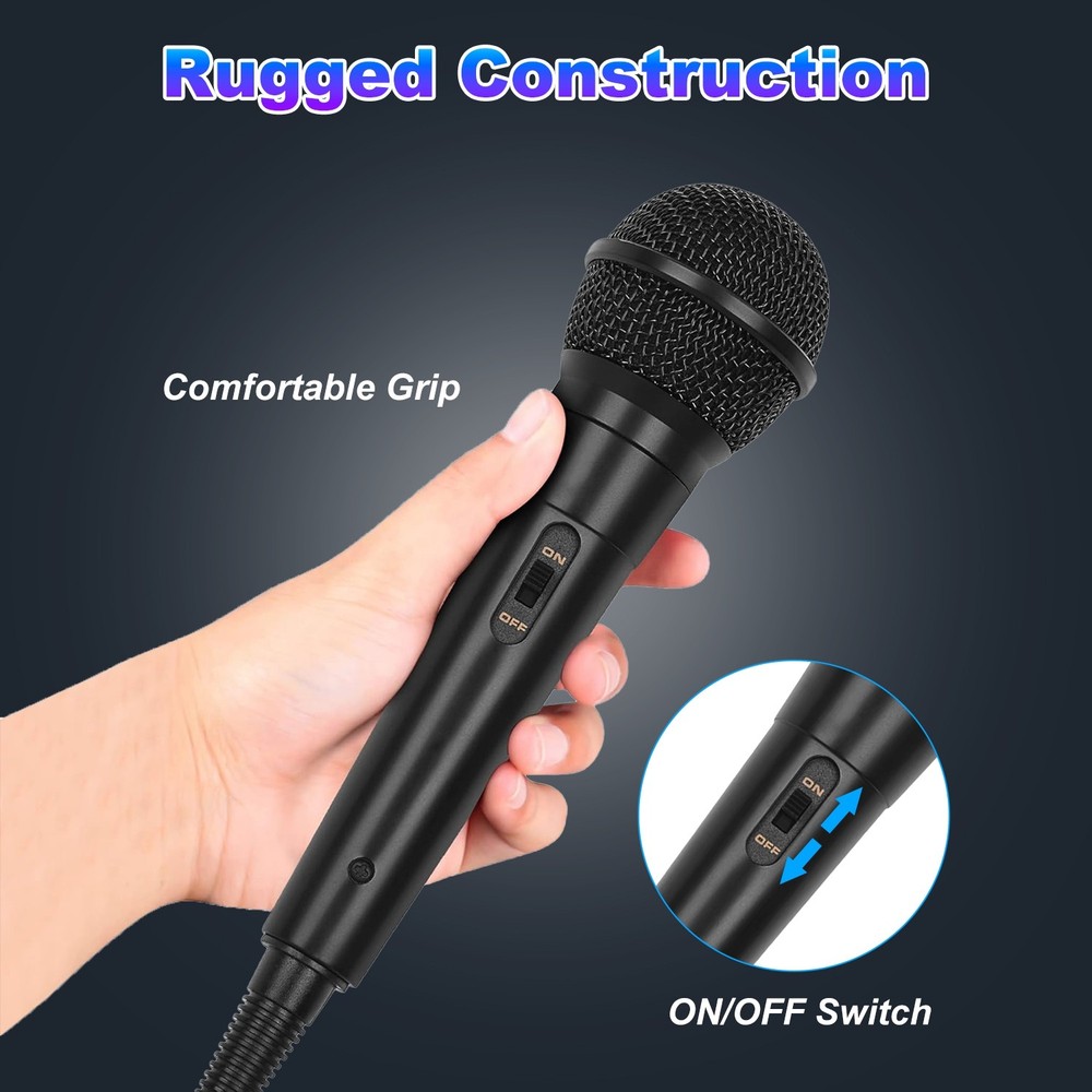 Cardioid Dynamic Handheld Wired Microphone With 13ft Cable 6.35 mm Jack