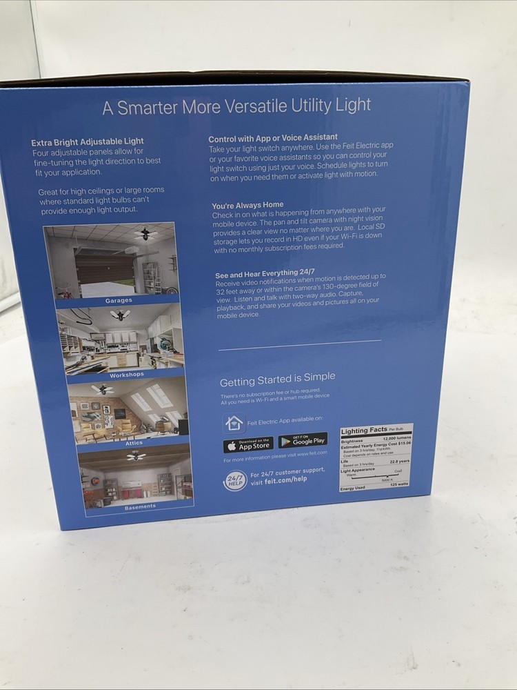 Feit Electric Smart Adjustable Panel w/ Pan & Tilt Camera Dimmable LED Light