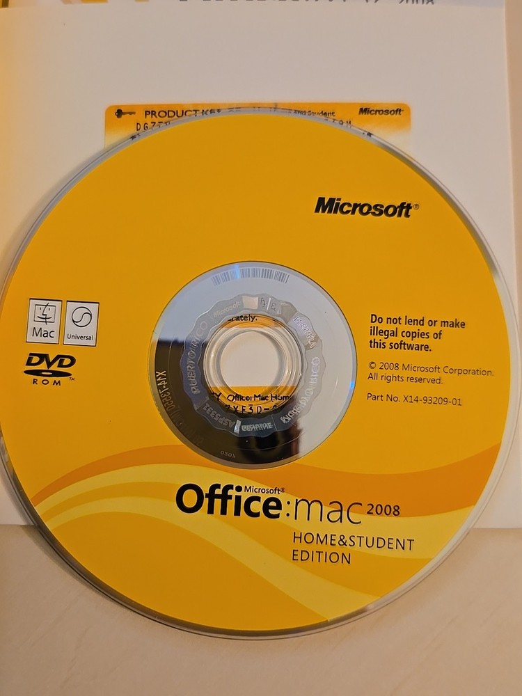 Microsoft Office Mac Home & Student 2008 With 3 Product Keys. Great Condition