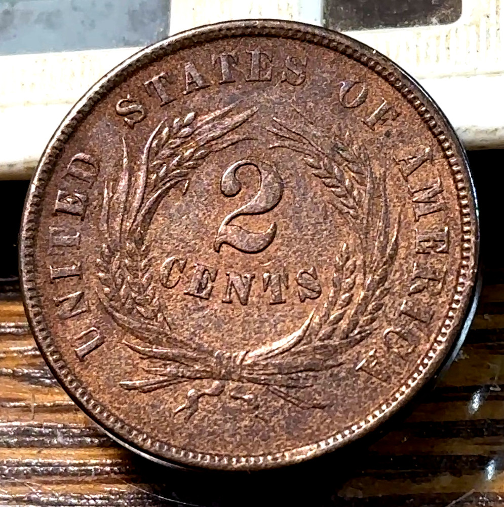 1864 2 Cent Piece Nice Super Original AU/Unc. + Beauty CHRC