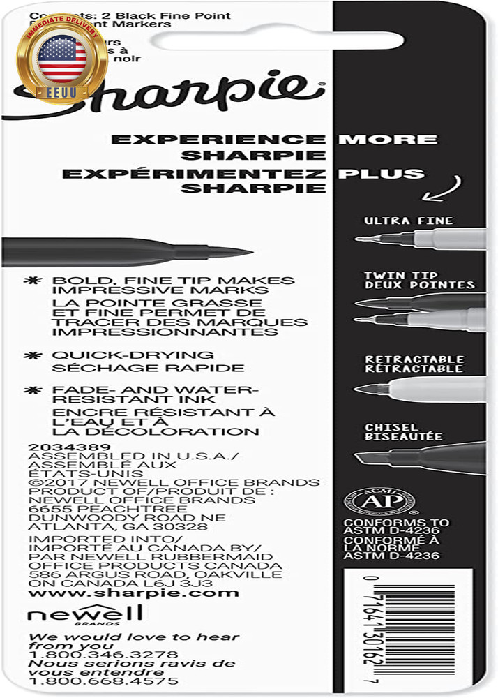 30162PP Permanent Markers, Fine Point, Black, 2 Count ⭐️⭐️⭐️⭐️⭐️