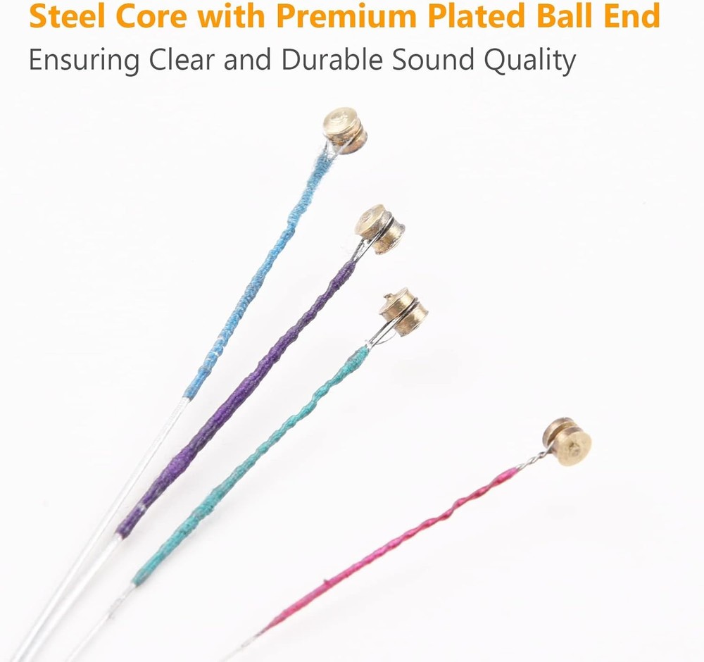 12PCS Violin String Pack – Durable Steel Core, Nickel Ball End