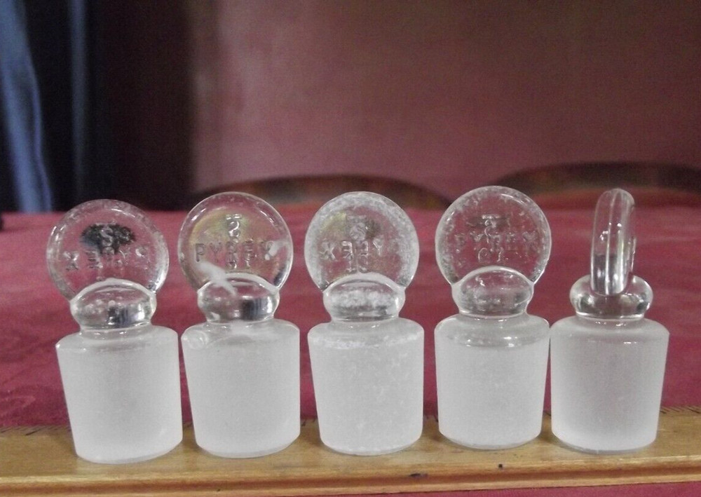lot 5 Pyrex # 19 Penny Head Ground Glass Stoppers