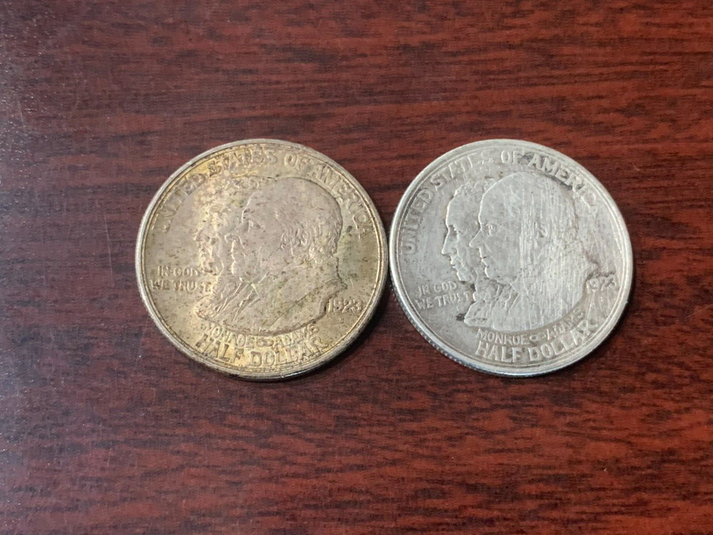 Lot (2) 1923-S Monroe Commemorative Half Dollars Silver