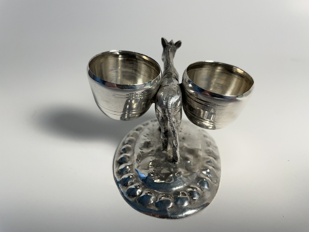 Antique Silver Italian Donkey Salt & Pepper Cellar Figurative