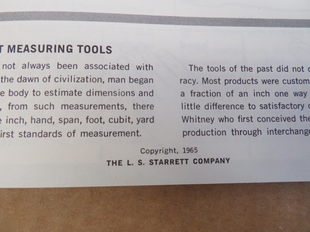 Starrett Tools & Rules for Precision Measuring 1965 Book Manual Plus Pamphlet