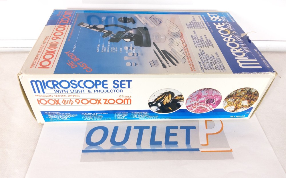 Vintage Microscope Set 63 Pieces 100x-900x Zoom