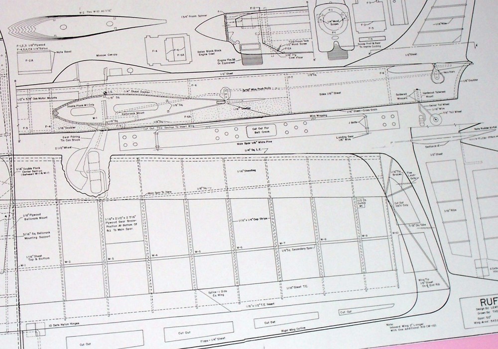 McFarland's RUFFY PLAN + CONSTRUCTION ARTICLE for 50" UC Stunt Model Airplane