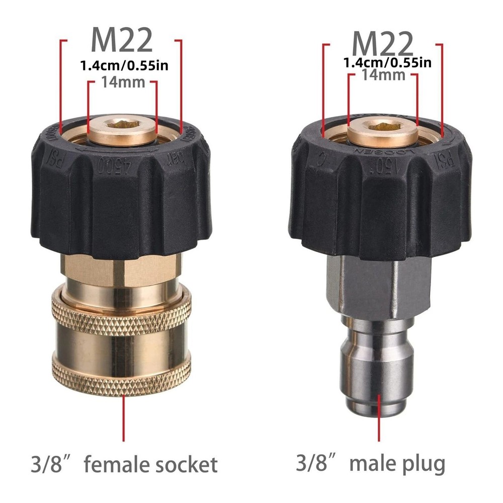 Pressure Washer Hose Adapter convert 3/8" threads to quick release fittings
