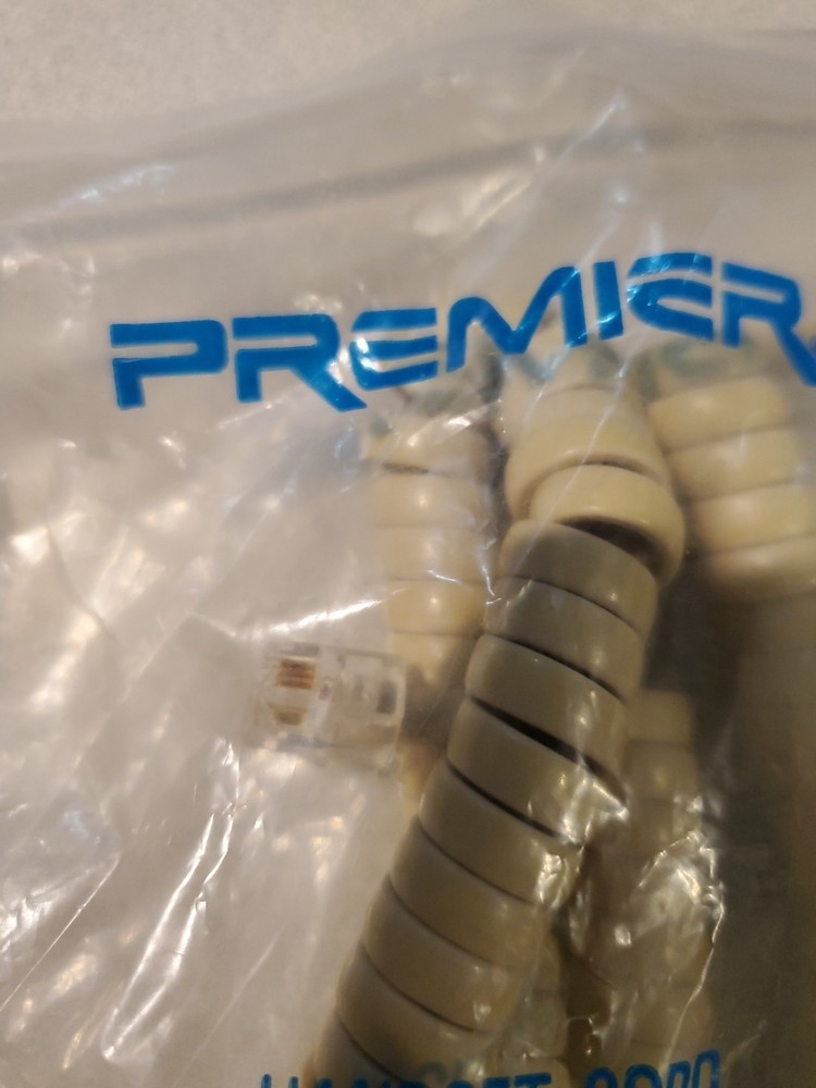 Beige/ Ash Modular Phone Spring Coiled Cord Premier 12 Foot NOS
