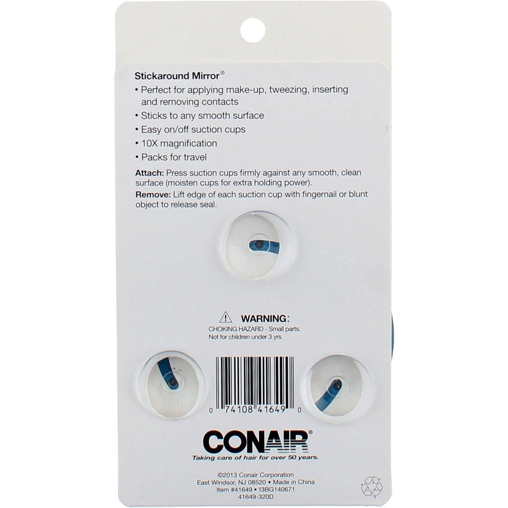 4 Pack Conair Suction Cup Mirror, 10x Magnification
