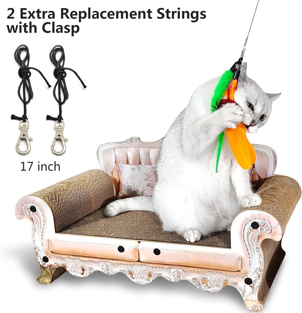 Interactive Ultra-Long Cat Teaser Toys Set - 2PCS with 9 Feather Attachments