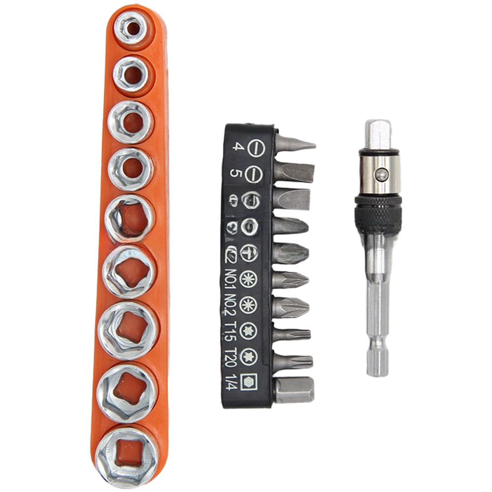 Quick Lock Portable Manual Bit Holder Extension Bar in 9 Piece Socket Set