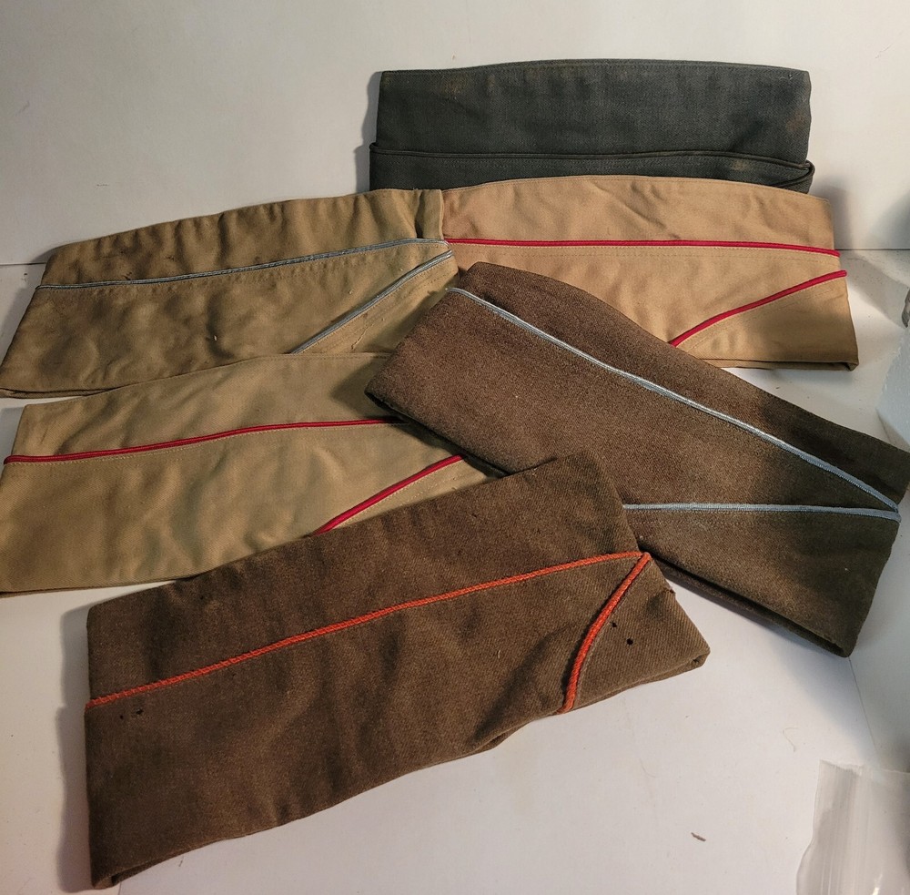 6 Military Garrison Caps Vintage