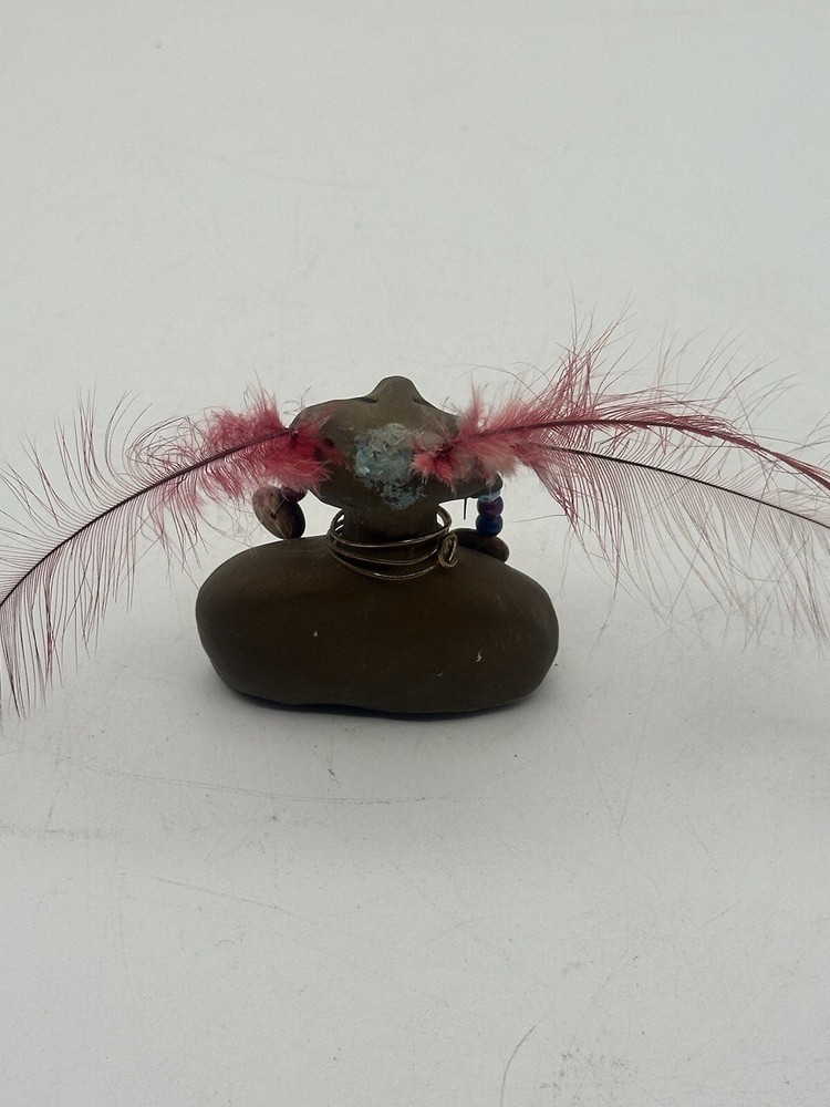 Indigenous Bust Peruvian Hand Crafted From Clay Feathers Need Replaced