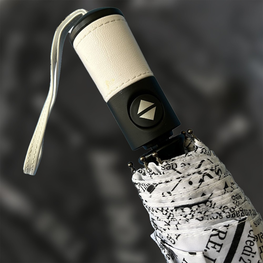 ENAPY Automatic FoldingUmbrella with UV Protection - White Newspaper Pattern