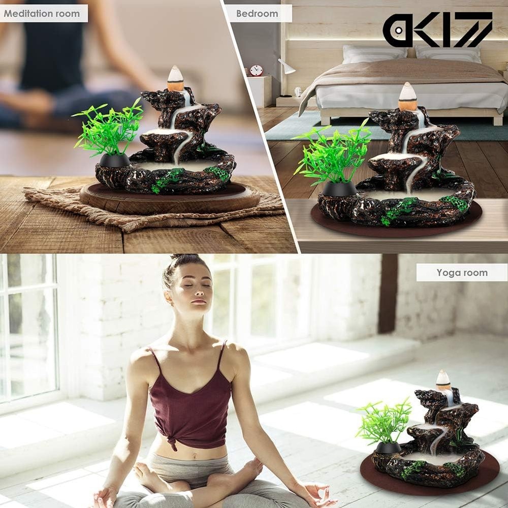 DK177 Incense Holder Waterfall Burner Ceramic Backflow Zen C