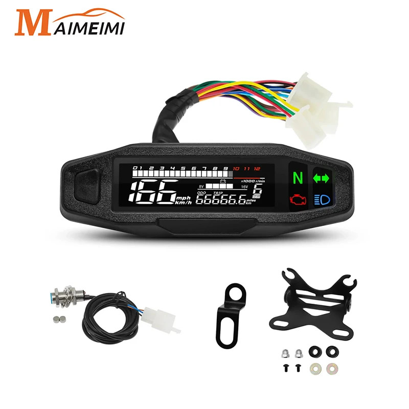 Universal Digital Motorcycle SpeedometerMeter Instrument Sensor SpeedGauge Meter