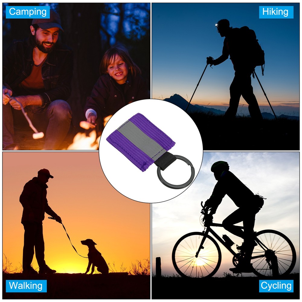 4 Pcs Reflective Keychain Tags, Reflective Zipper Pulls, Purple