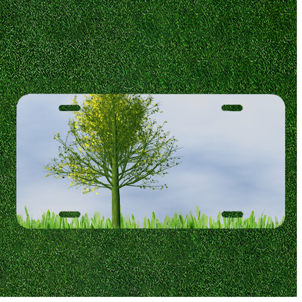 Custom Personalized License Plate Auto Tag With Green Tree Add Names