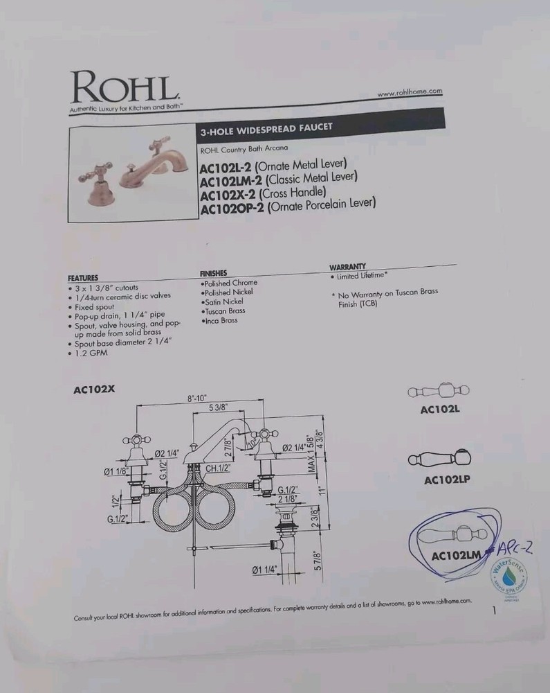 Rohl Ac102lmapc-2