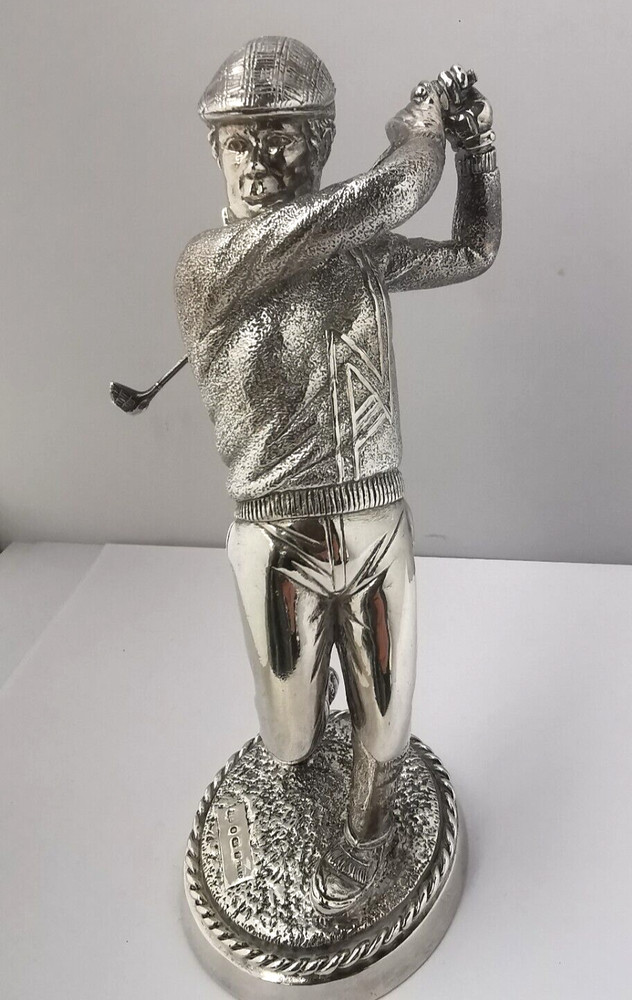 Large 8 Inch Solid Silver Golfer Figurine Or Trophy - Sheffield 1987