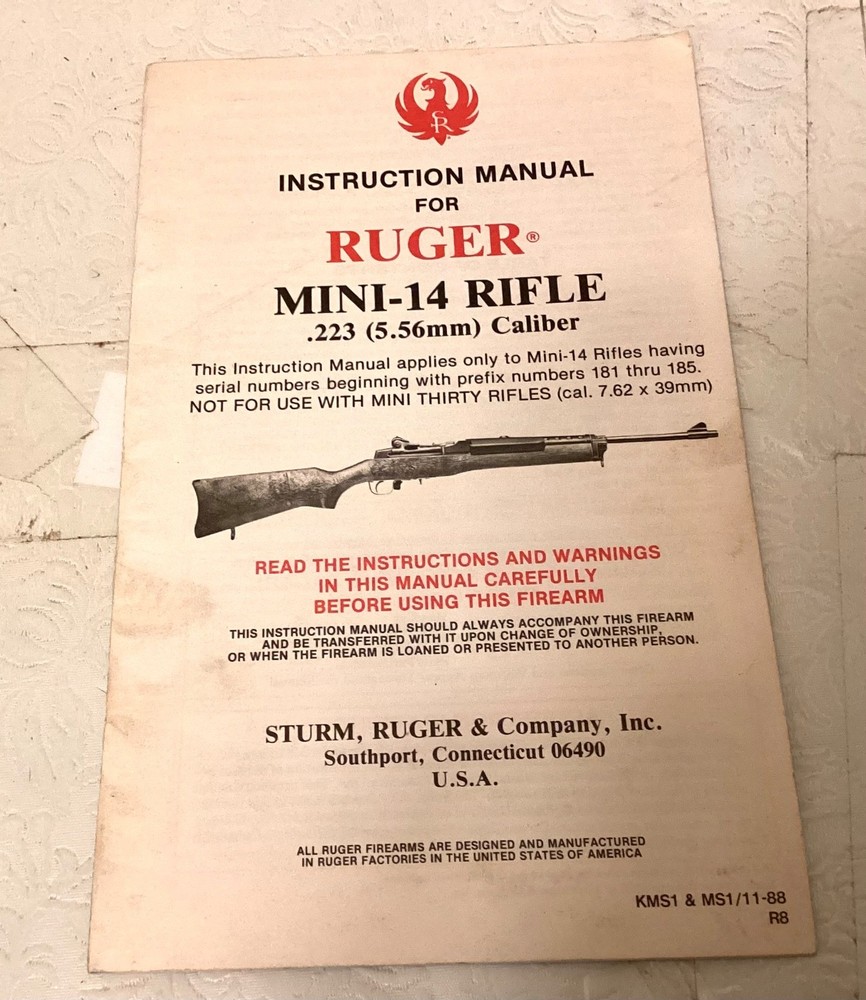ORIGINAL STURM RUGER & CO INSTRUCTION MANUALS
