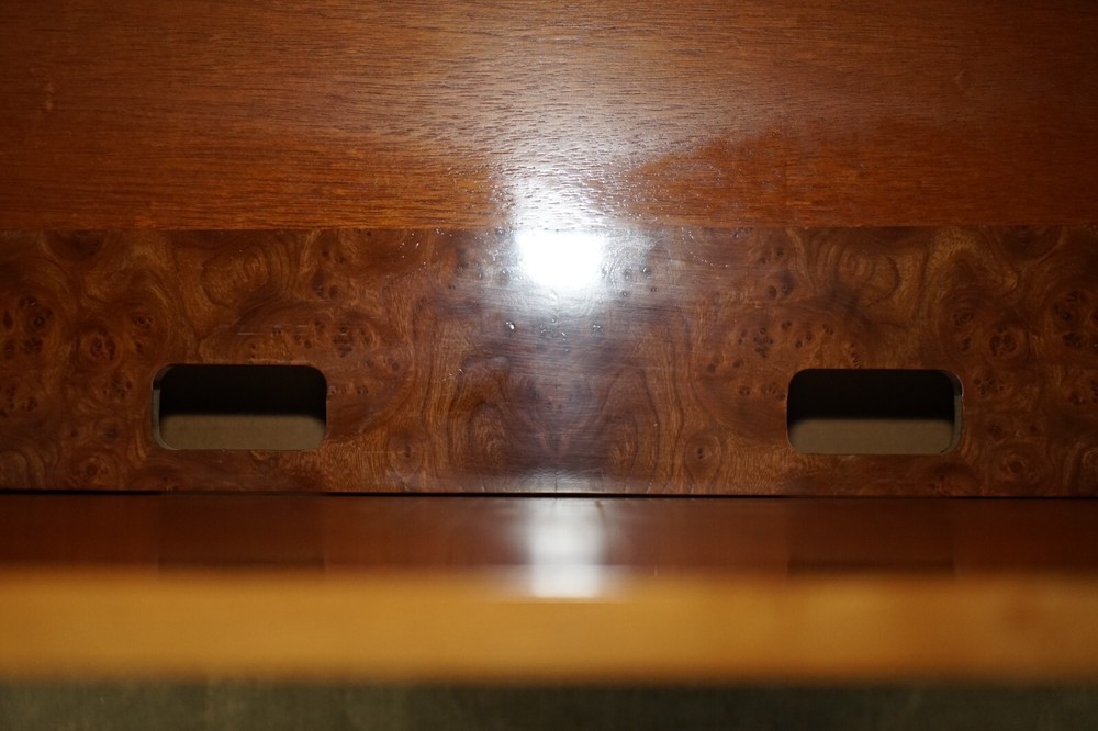 EXTRA LARGE BURR WALNUT SOLID CHEST TRUNK WITH HIDDEN BOTTOM STORAGE MUST SEE