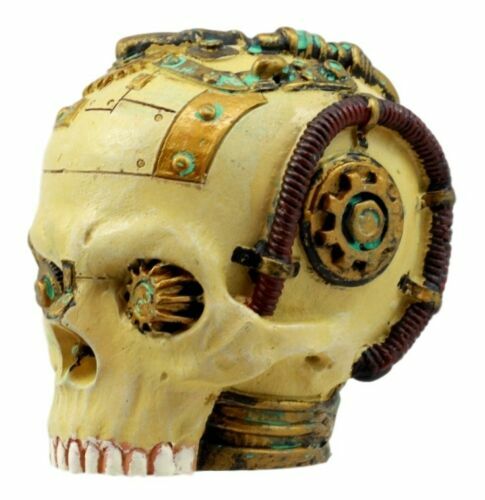Steampunk Skull Skeleton Gear Pipe Paperweight Statue Figurine