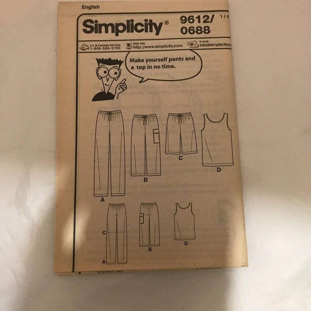 #9612 Simplicity juniors pattern S-XL SHORTS TOP PANTS