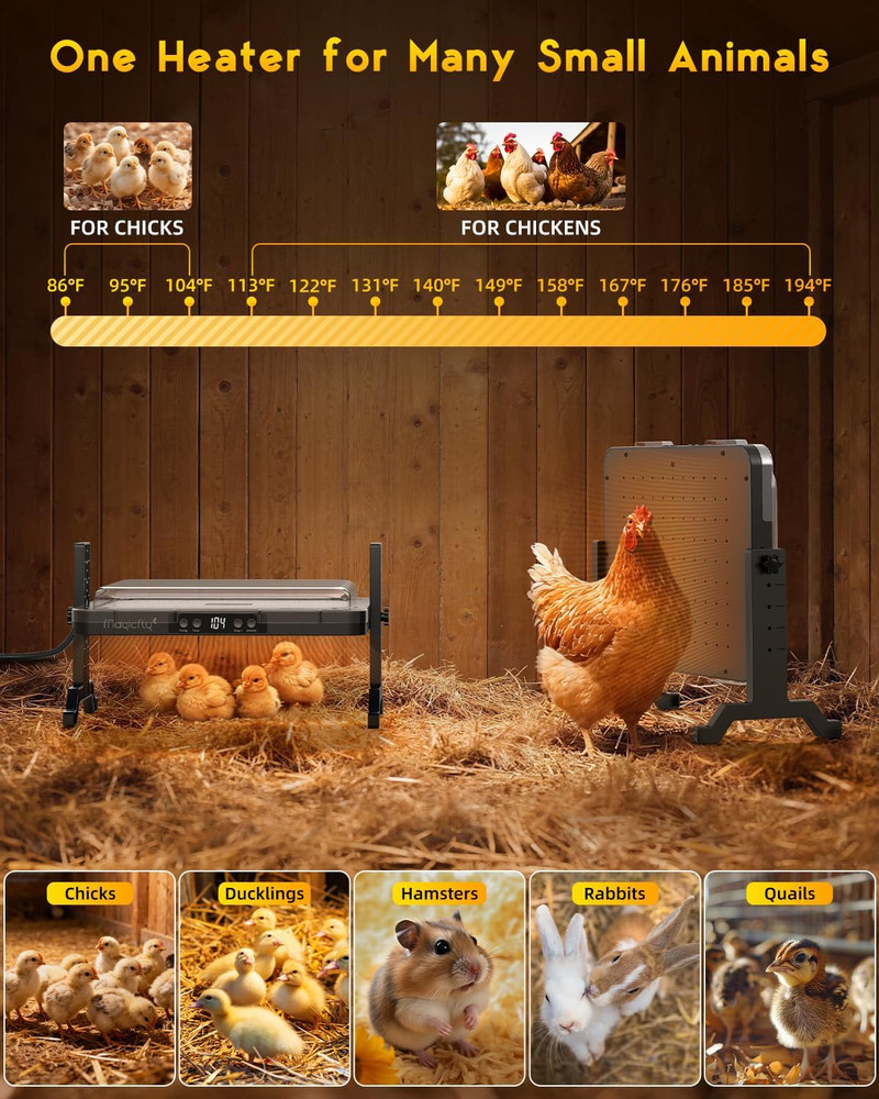 Brooder Heat Plate for Chicks, Magicfly 200W Adjustable Chicken Coop Heater with