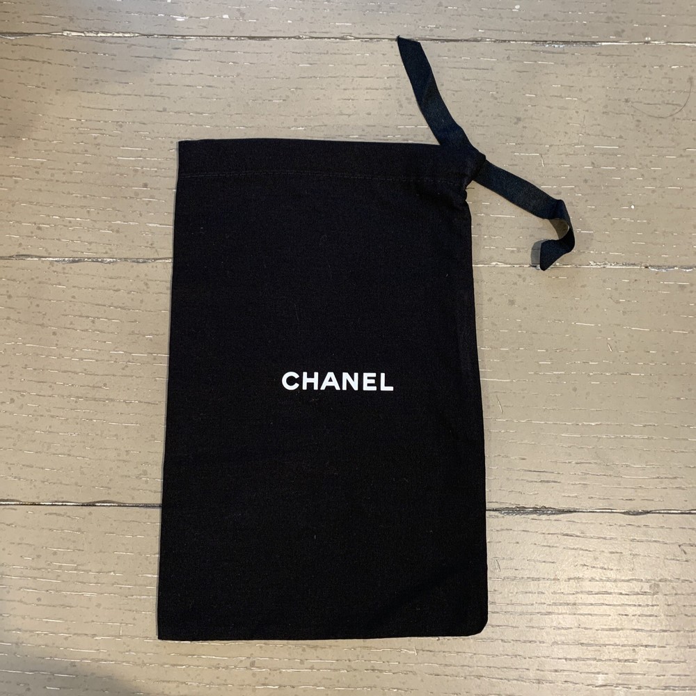 Authentic CHANEL Drawstring Dust Bag 13.25X8.25  Black