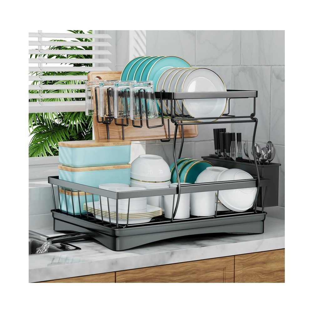 7 code Large Dish Drying Rack for Kitchen Counter, Detachable Large Capacity ...