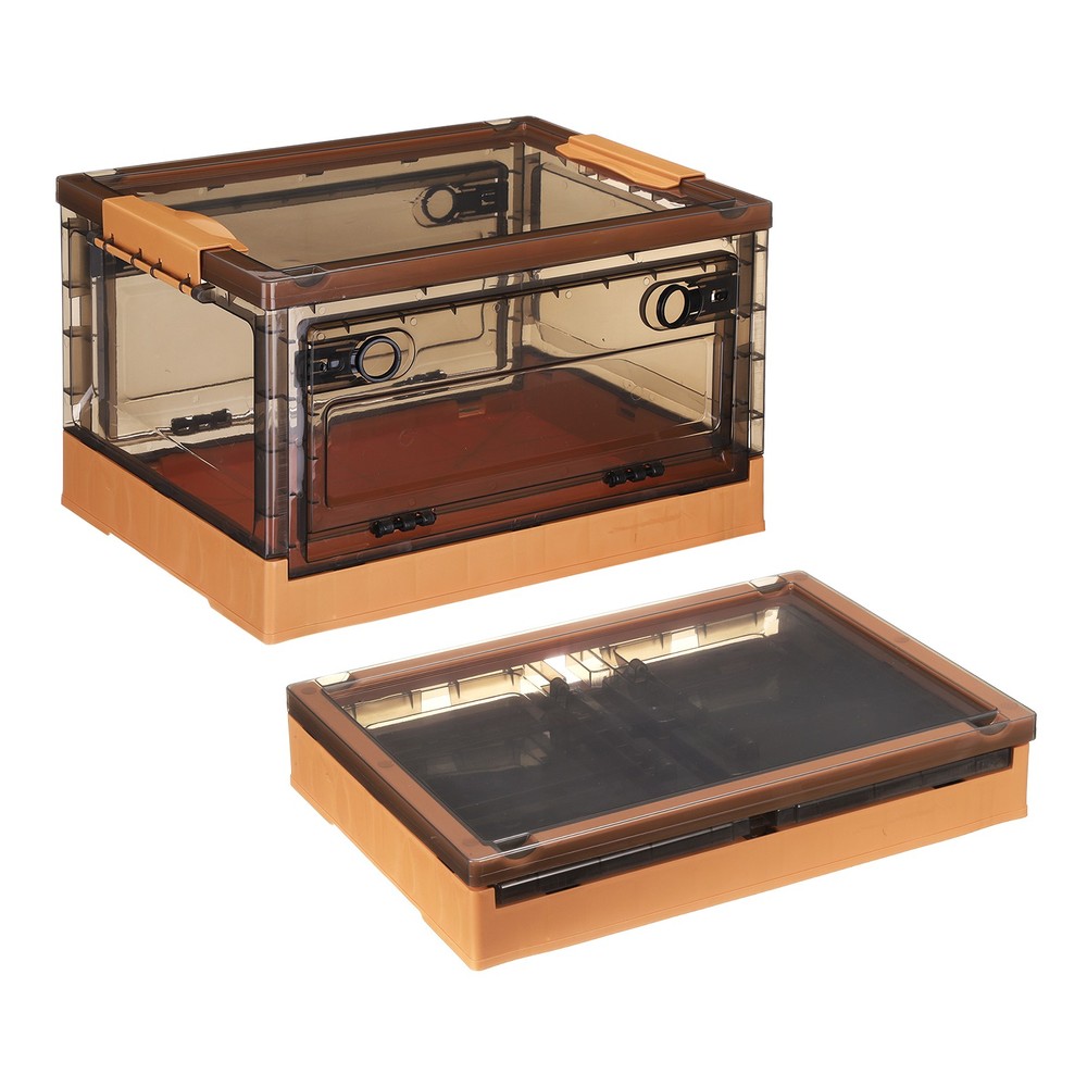 26.4 Quart Plastic Stackable Storage Bins Foldable Box for Bedroom(Orange)