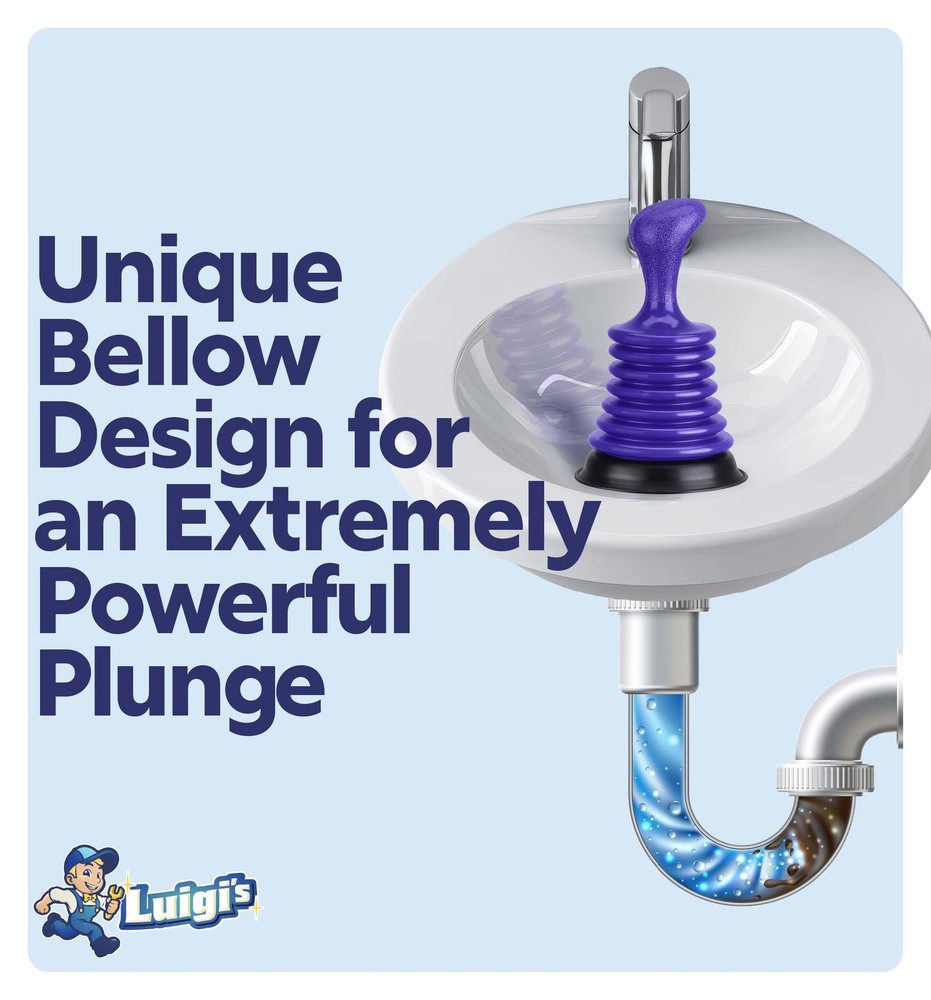 Luigi's Sink Plunger Kitchen - Mini Plunger, Blue -
