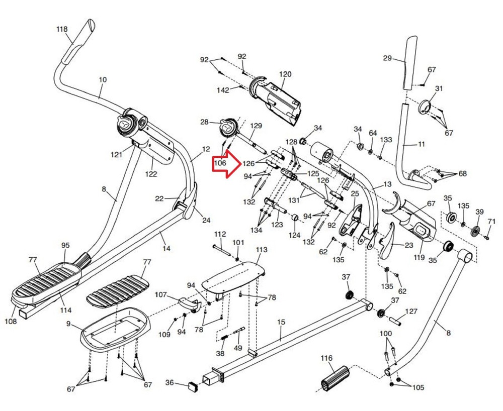 NordicTrack Proform Elliptical End Block Assembly 367997
