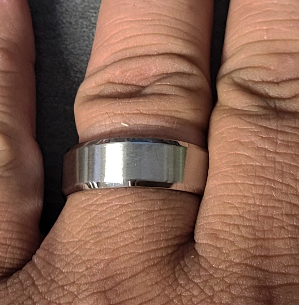 Personalized Engraved Men's Silver Wedding Ring Band - Engraved Handwriting Ring