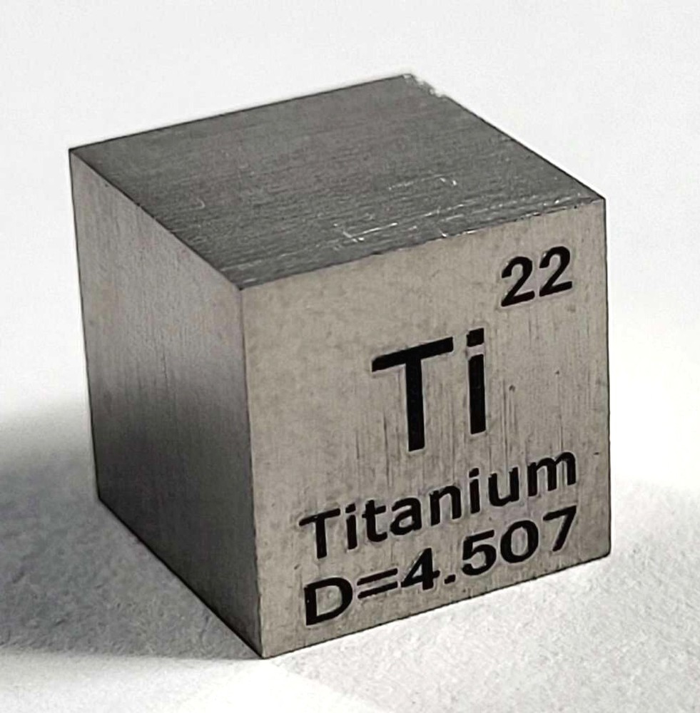 0.39" 10mm Titanium Cube Pure 99.9% Periodic Table Element Engraved Density 1PC
