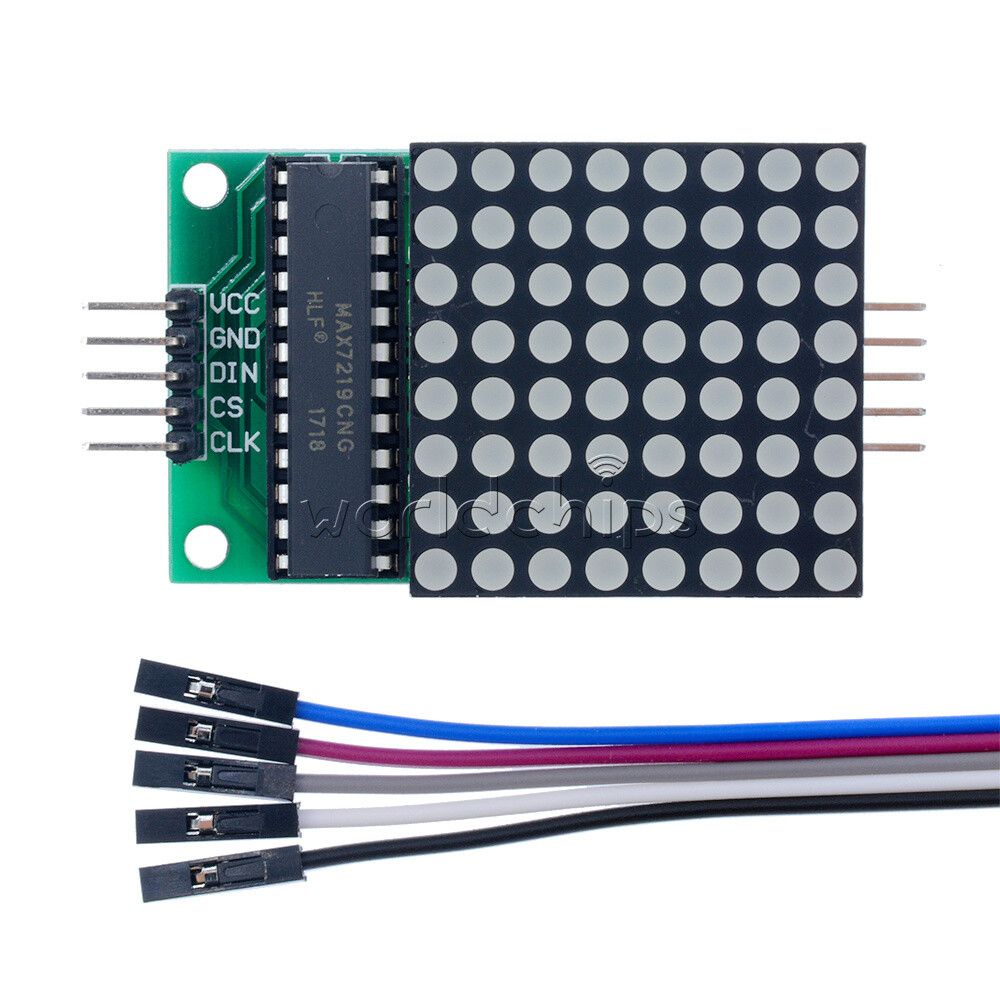 5PCS MAX7219 Red LED Dot Matrix Module Drive 8x8 Common Cathode Lattice + Cable