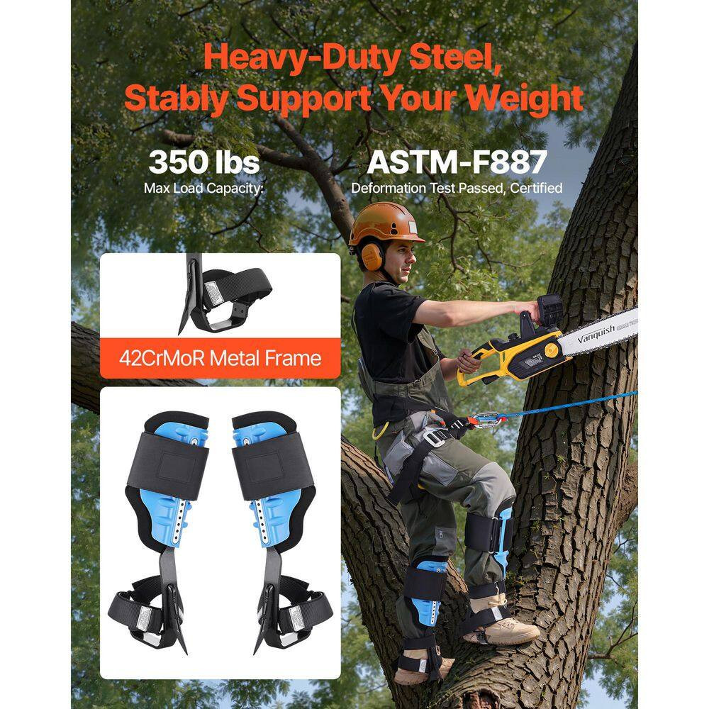 Height-Adjustable Tree Climbing Spikes with Straps & Cushioned Padding, 350 Lbs.