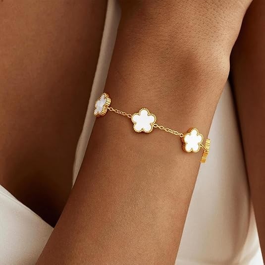 Unique 14K Gold Four-Leaf Clover Bracelet