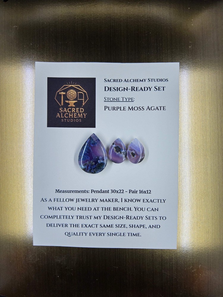 Tear Shape - Purple Moss Agate - Design-Ready Set
