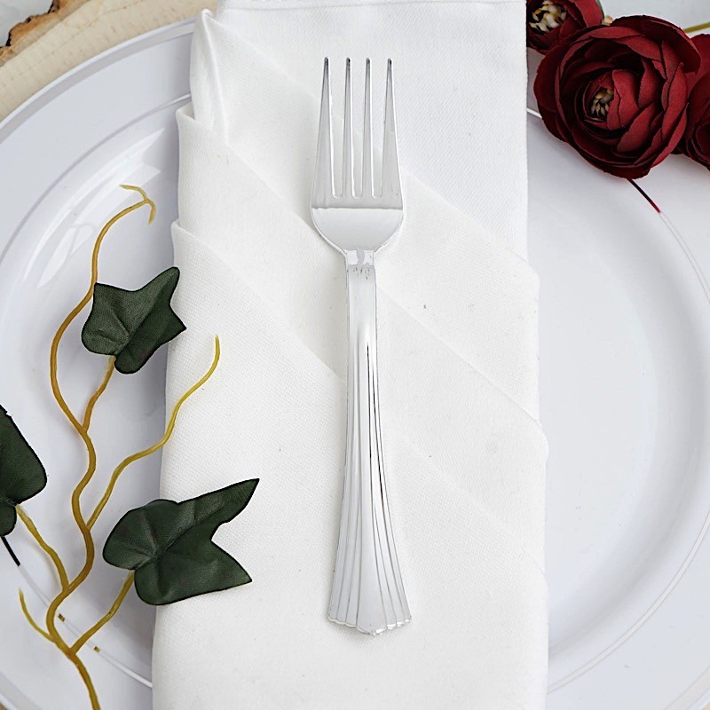 25 Plastic SILVER FORKS Disposable TABLEWARE Party Wedding Catering Light Gray